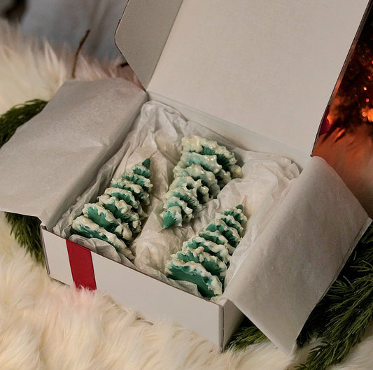 Green Snowy Tree Gift Box Set of 3
