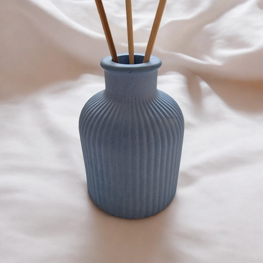 Blue Ribbed Vase