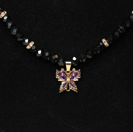 Royal Night Butterfly Necklace and Bracelet