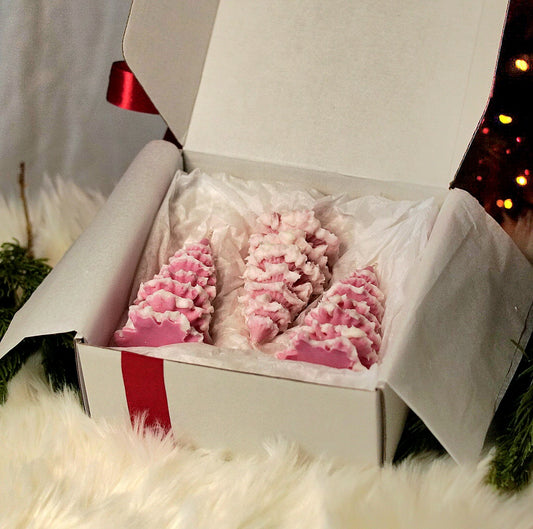 Pink Snowy Tree Gift Box Set of 3