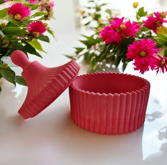 Pink Ribbed Jewellery Box