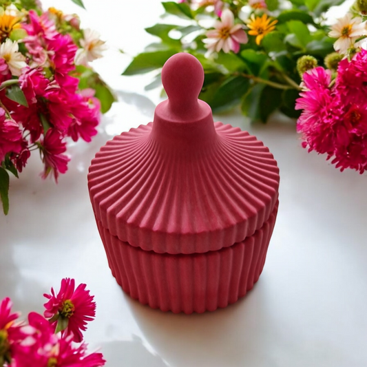 Pink Ribbed Jewellery Box