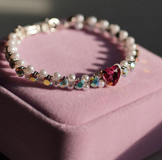 Pink Heart Bracelet and Earrings