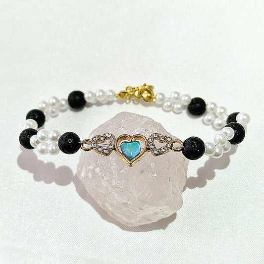 Lava Rock Heart Bracelet