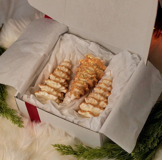 Gold Snowy Tree Gift Box Set of 3