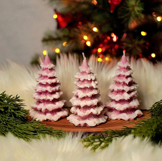 Pink Snowy Tree Gift Box Set of 3