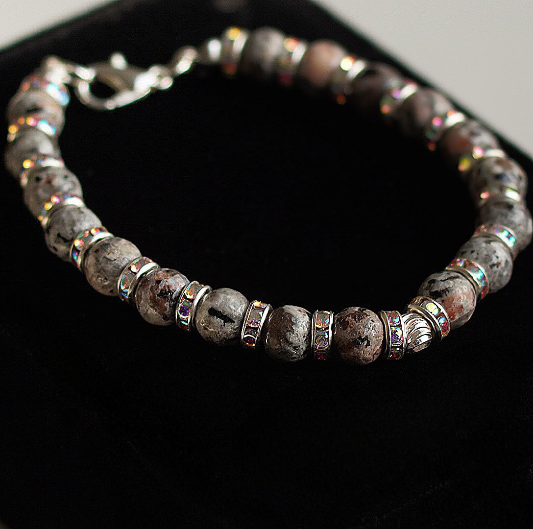 Flame Stone Bracelet and Earrings