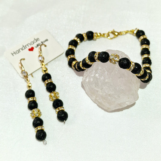 Lava Rock Bracelet and Earrings