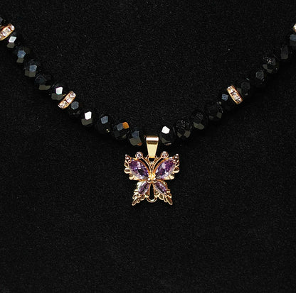 Royal Night Butterfly Necklace and Bracelet