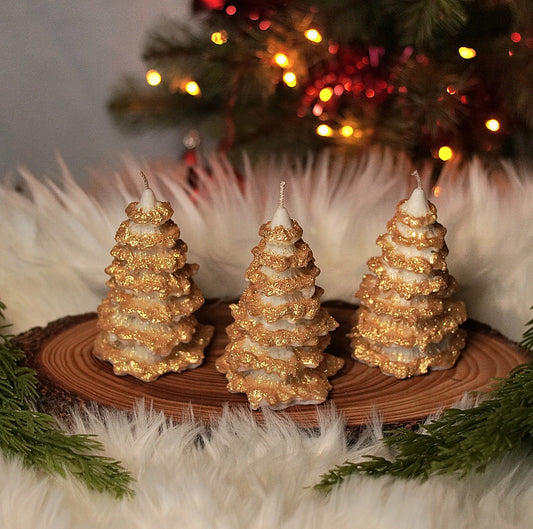 Gold Snowy Tree Gift Box Set of 3