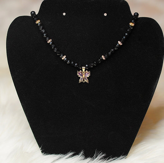 Royal Night Butterfly Necklace and Bracelet