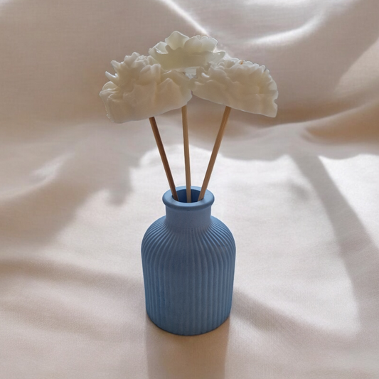 Blue Ribbed Vase